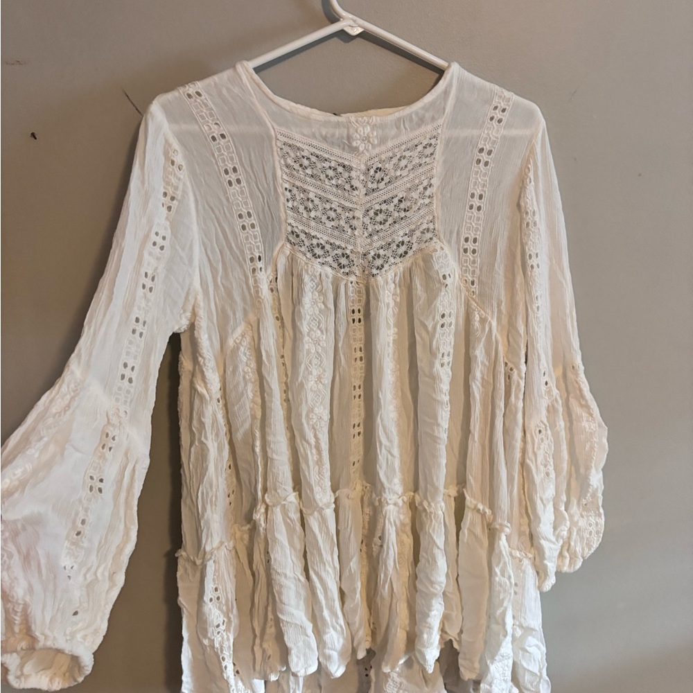 Free People Boho Cream Lace Tunic